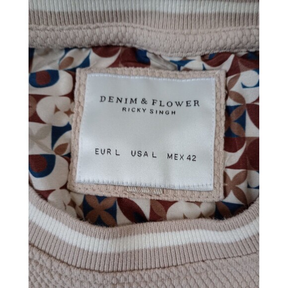 Denim & Flower Textured Long Sleeve Thermal Crew Neck Top Size Large - Picture 7 of 9